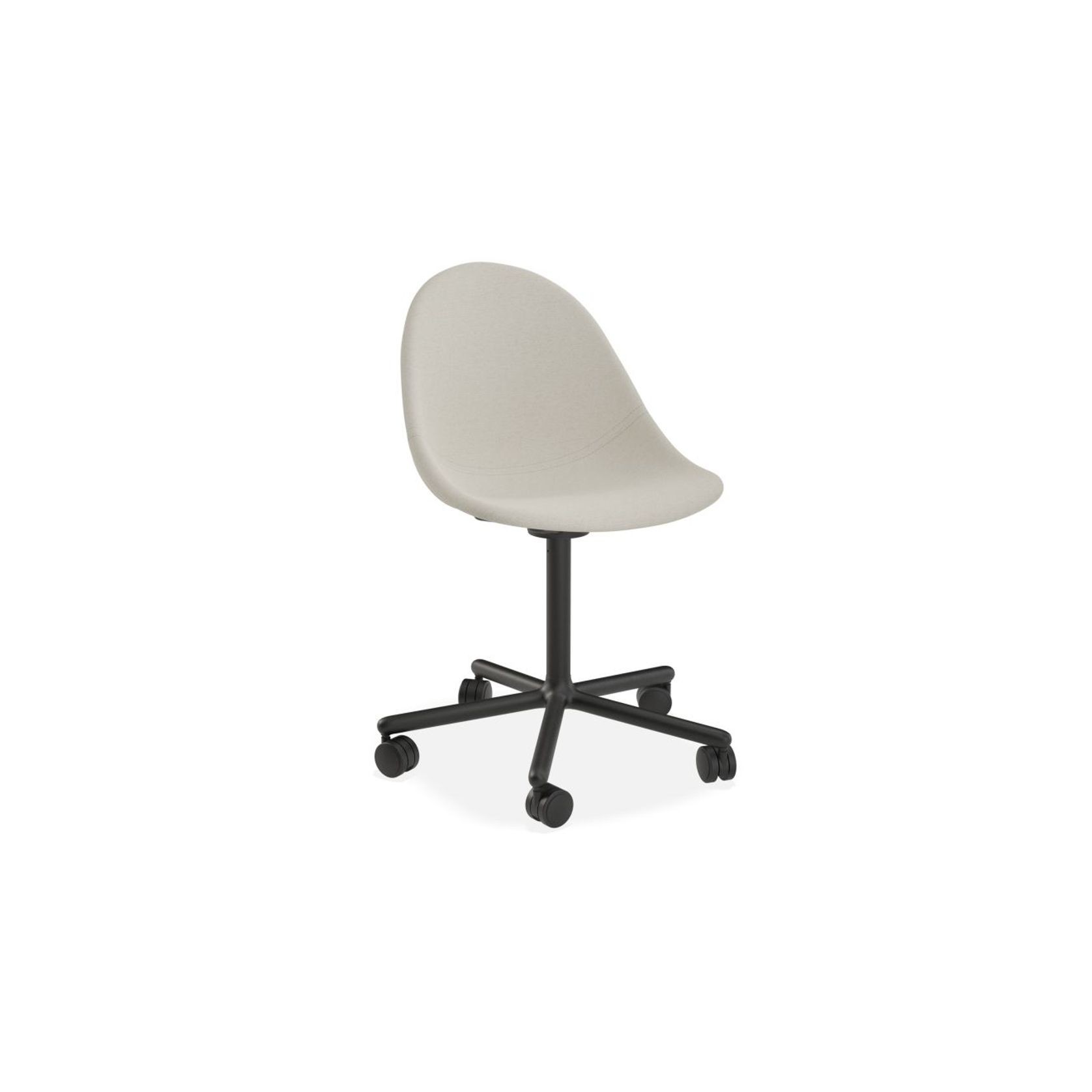 Pebble Fabric Light Grey Upholstered Chair - Pyramid Fixed Base with Castors - Black gallery detail image