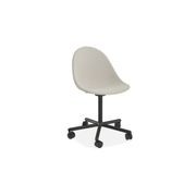 Pebble Fabric Light Grey Upholstered Chair - Pyramid Fixed Base with Castors - Black gallery detail image