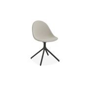 Pebble Fabric Light Grey Upholstered Chair - 4 Post Base - White gallery detail image