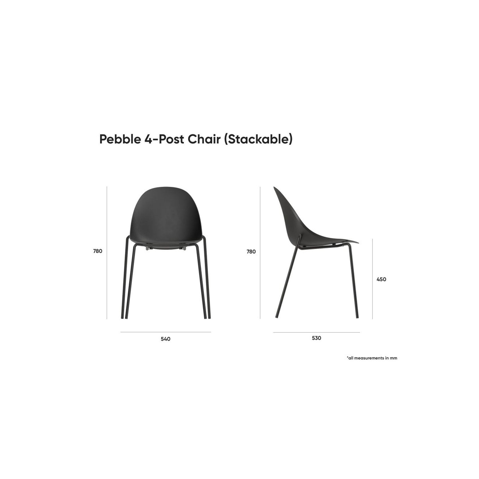 Pebble Fabric Dark Grey Upholstered Chair - 4 Post - Black gallery detail image