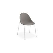 Pebble Fabric Dark Grey Upholstered Chair - 4 Post Base - White gallery detail image