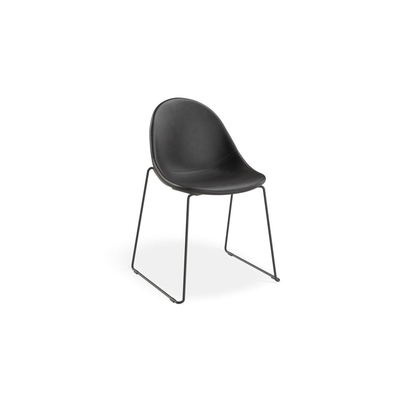 Pebble Chair Black Upholstered Vintage Seat - Sled Base - Black gallery detail image
