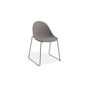 Pebble Fabric Dark Grey Upholstered Chair - Sled Base - Black gallery detail image