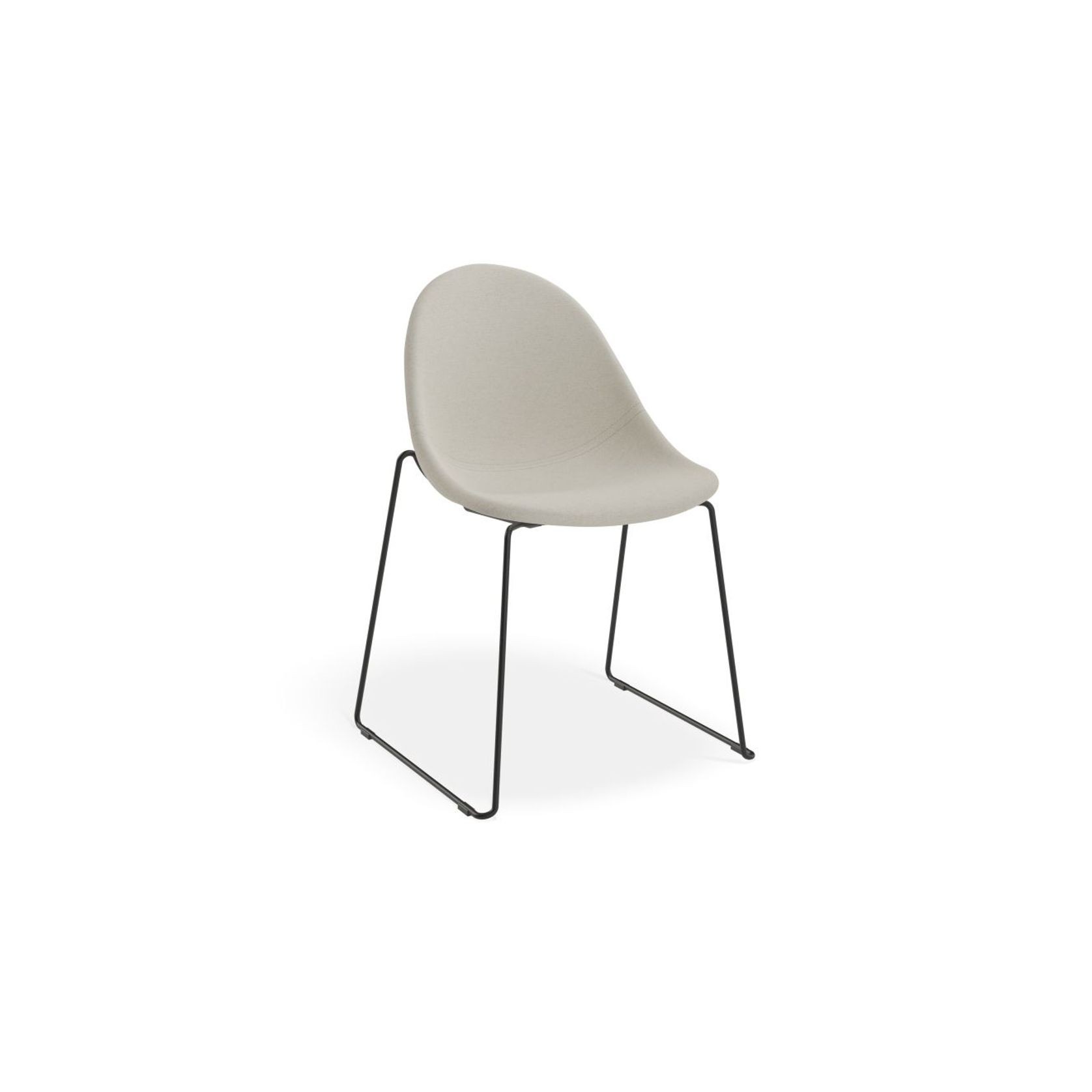 Pebble Fabric Light Grey Upholstered Chair - Sled Base - Black gallery detail image