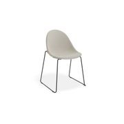 Pebble Fabric Light Grey Upholstered Chair - Pyramid Fixed Base - Black gallery detail image