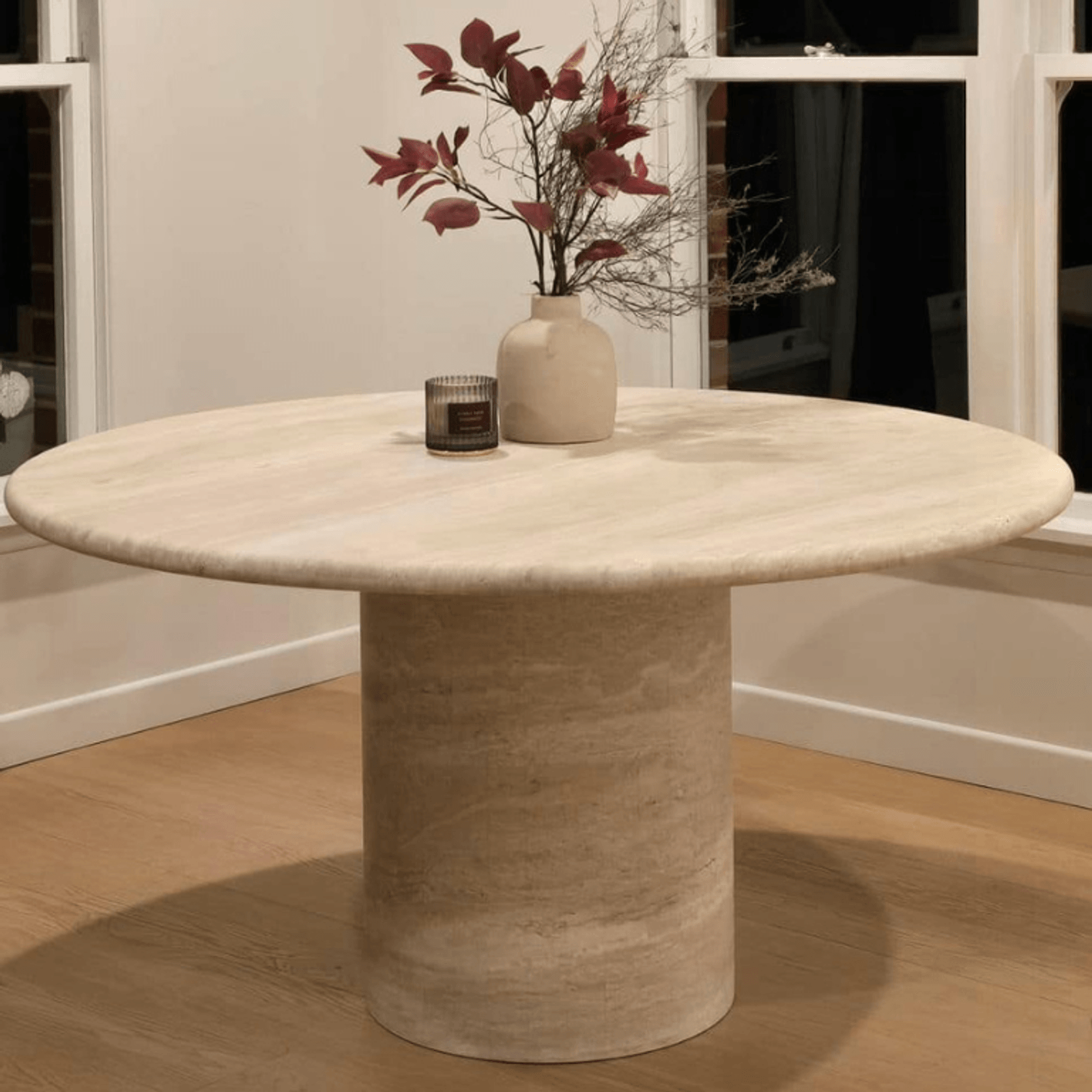 Court Dining Table - Italian Super White Travertine gallery detail image
