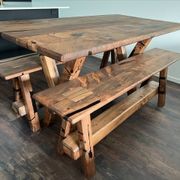 Bespoke Dining Table & Benches — Reclaimed Macrocarpa gallery detail image