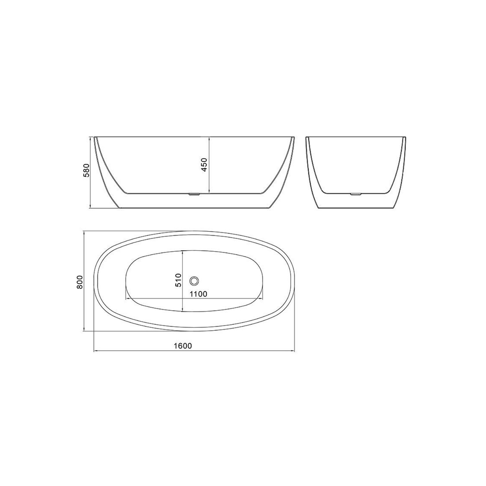 Coco 1600mm Freestanding Bath Matte Black gallery detail image