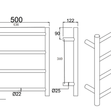 Round Electric Heated Towel Rack 4 Bars gallery detail image