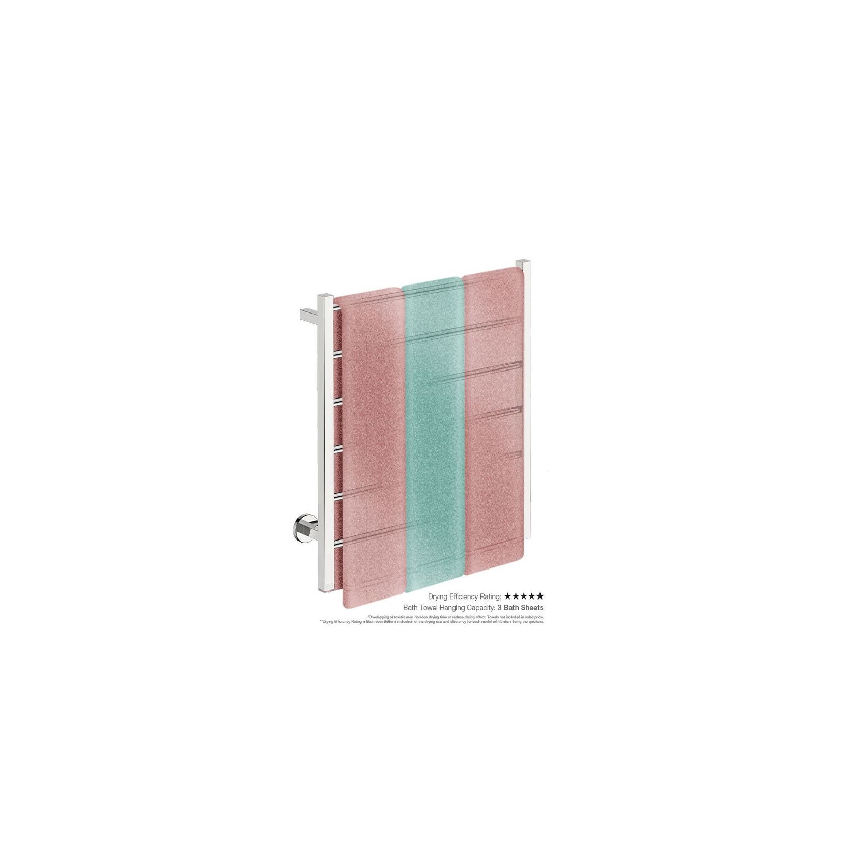 CONTOUR 6 Bar 650mm Straight Heated Towel Rail with PTSelect Switch gallery detail image