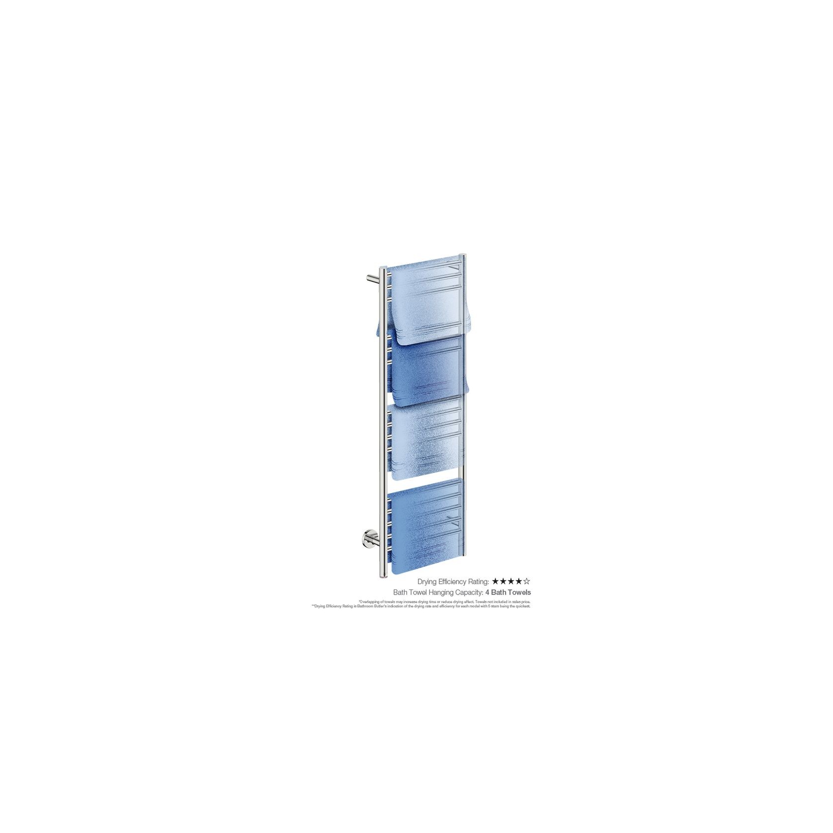 NATURAL 15 Bar 430mm Straight Heated Towel Rail with PTSelect Switch gallery detail image
