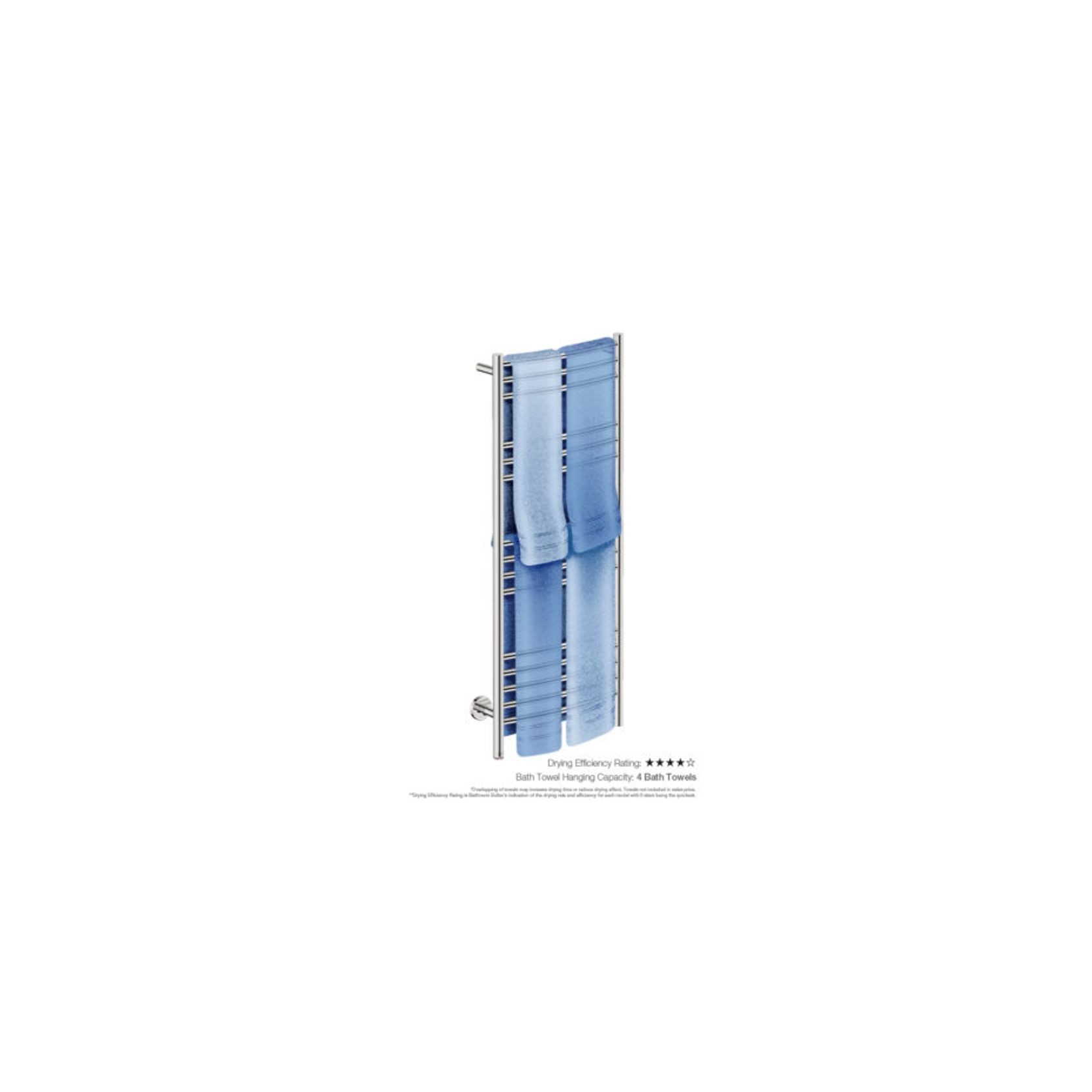 NATURAL 15 Bar 500mm Curved Heated Towel Rail with PTSelect Switch gallery detail image