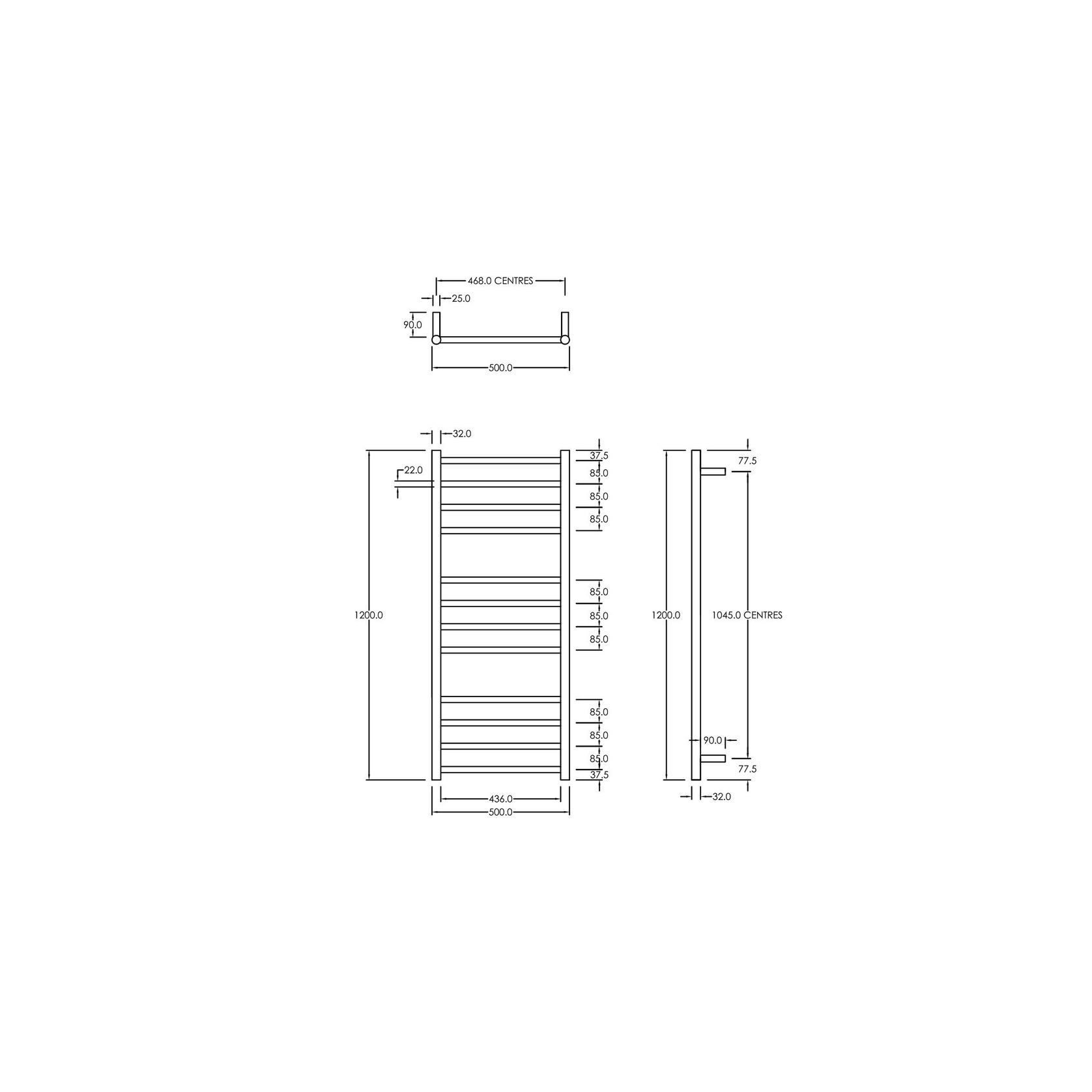 Round Towel Rail 240V 1200 x 500mm Brushed Copper gallery detail image