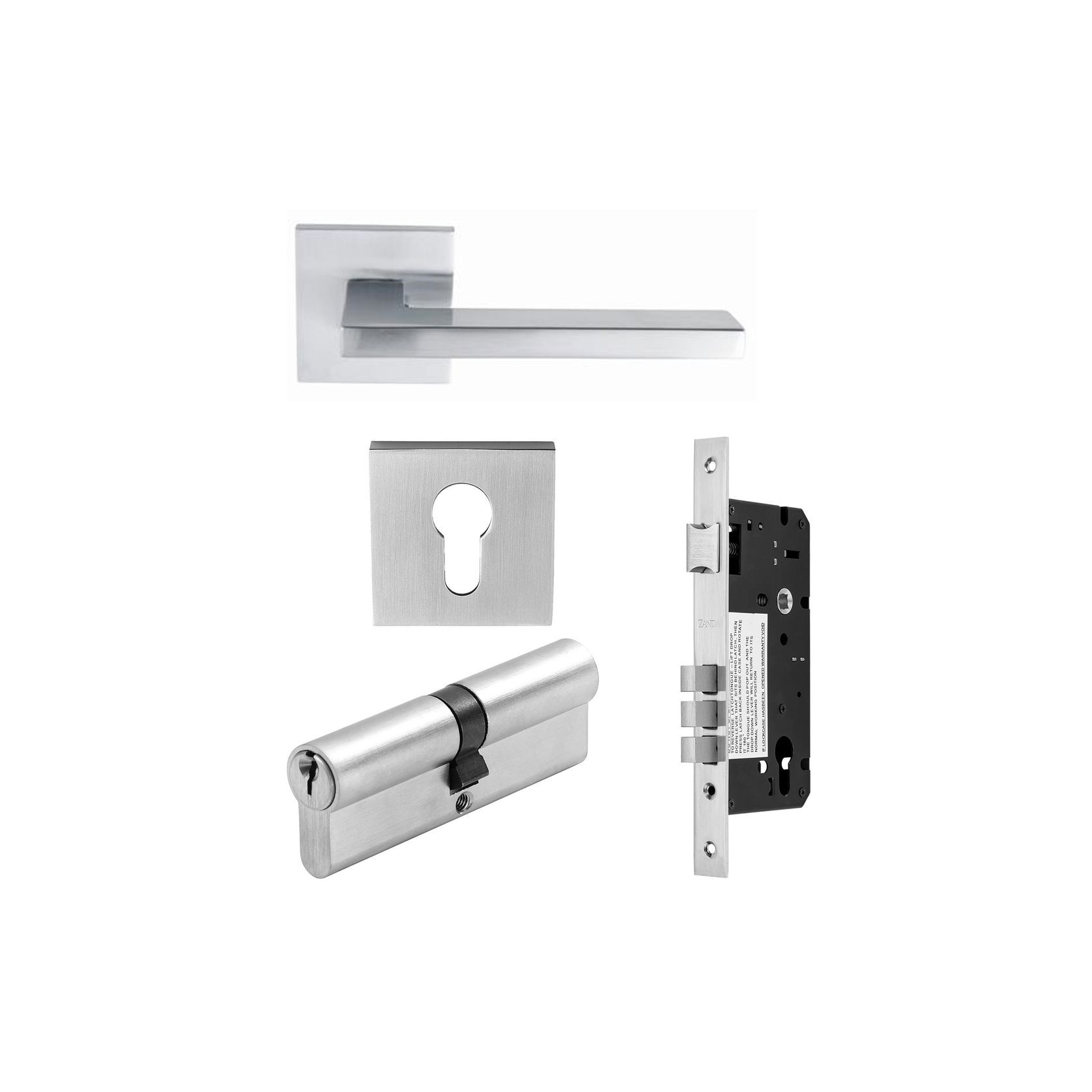 Zanda Matrix Door Handle Lever Set Satin Chrome gallery detail image
