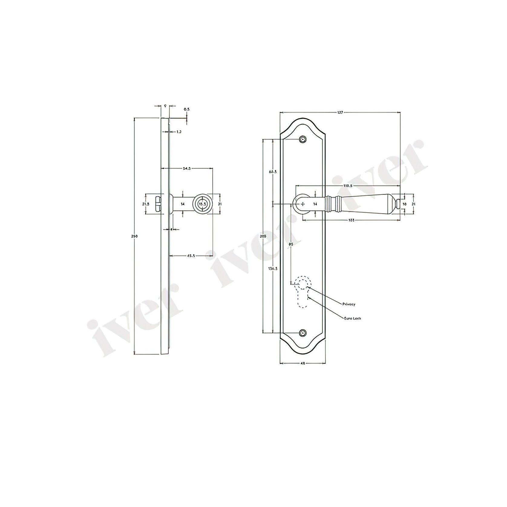 Iver Sarlat Lever Door Handle on Shouldered Backplate Distressed Nickel gallery detail image