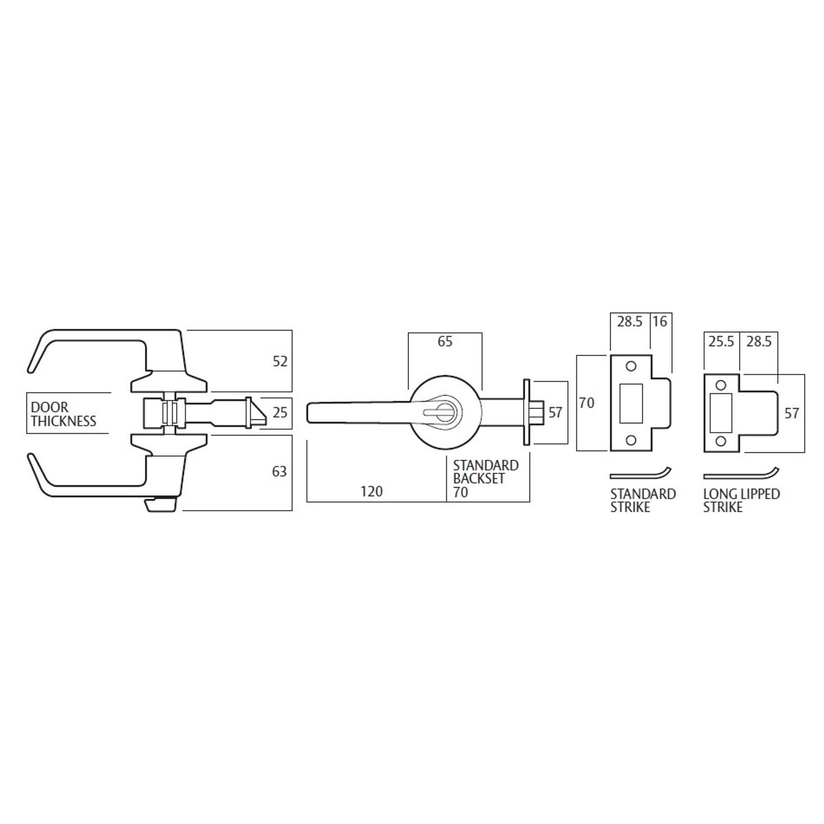 Lockwood Classroom Door Handle Lever Set Commercial Grade Satin Chrome 956SC gallery detail image