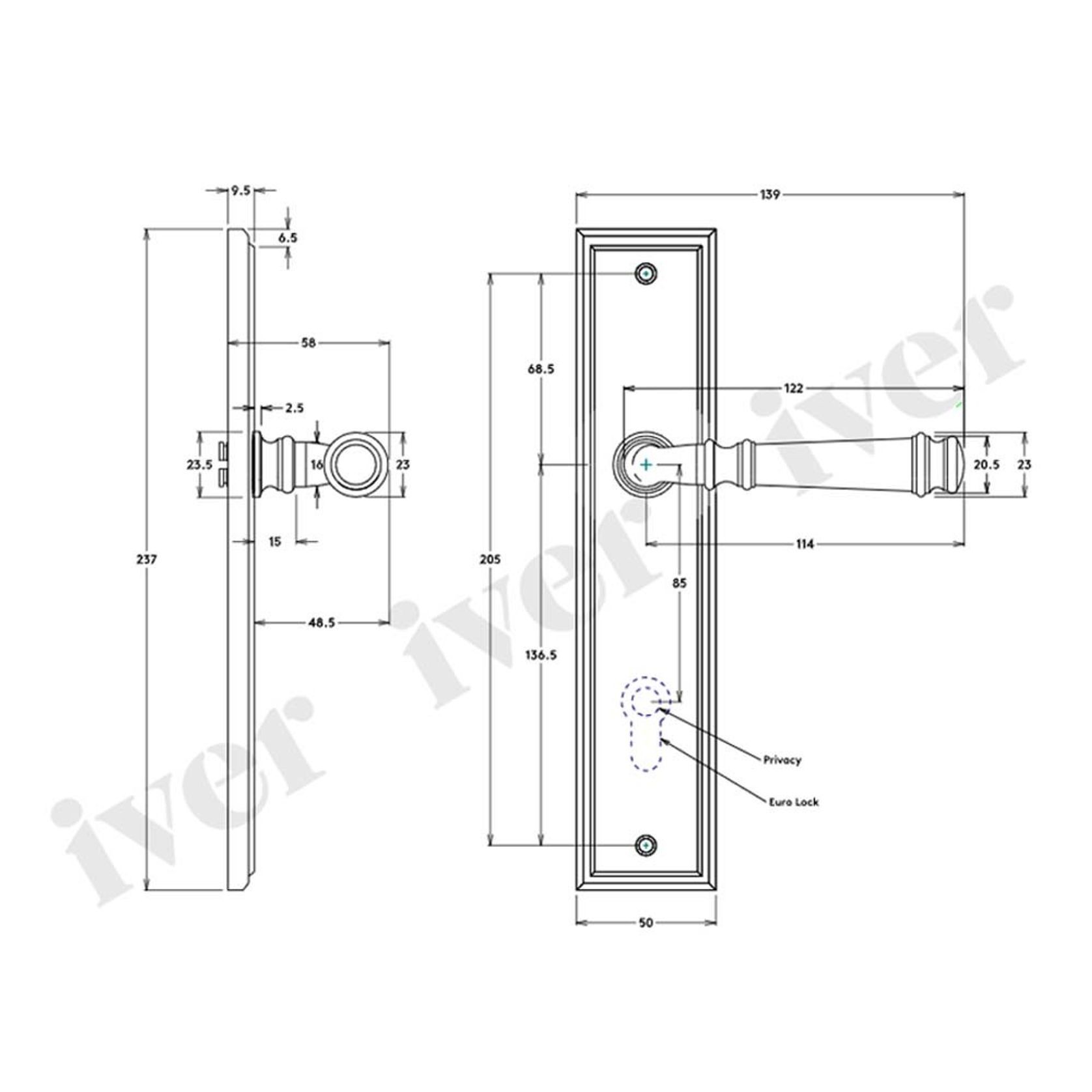 Iver Verona Door Lever on Stepped Backplate Privacy Chrome Plated 11742P85 - Customise to your needs gallery detail image