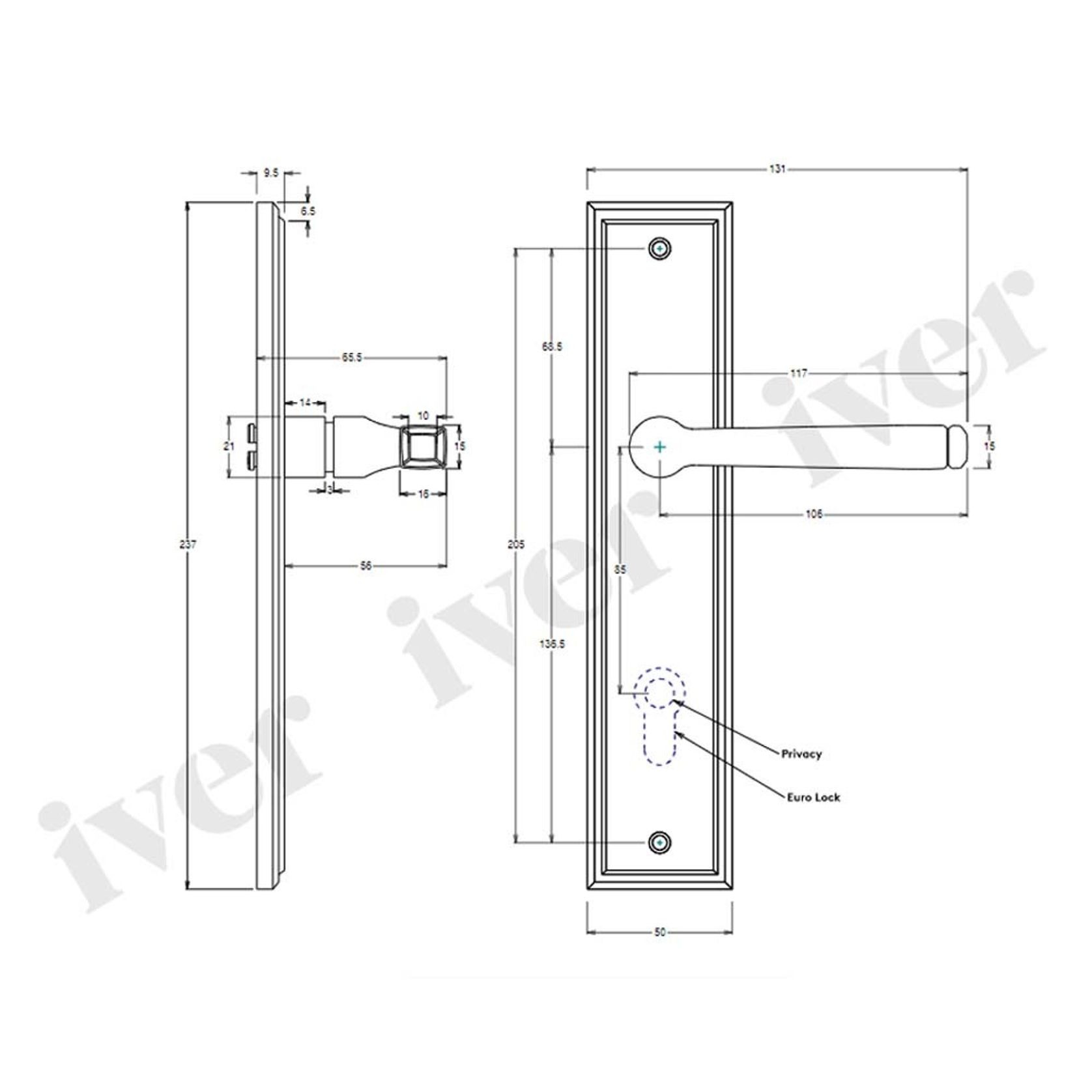 Iver Annecy Door Lever on Stepped Backplate Privacy Brushed Chrome 12244P85 - Customise to your need gallery detail image