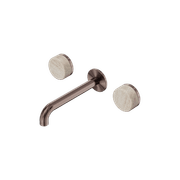Serenity Wall Basin Set 185mm Spout With Rome Travertine Handle Brushed Bronze gallery detail image