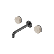 Serenity Wall Basin Set 160mm Spout With Rome Travertine Handle Gun Metal gallery detail image