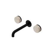 Serenity Wall Basin Set 160mm Spout With Rome Travertine Handle Matte Black gallery detail image
