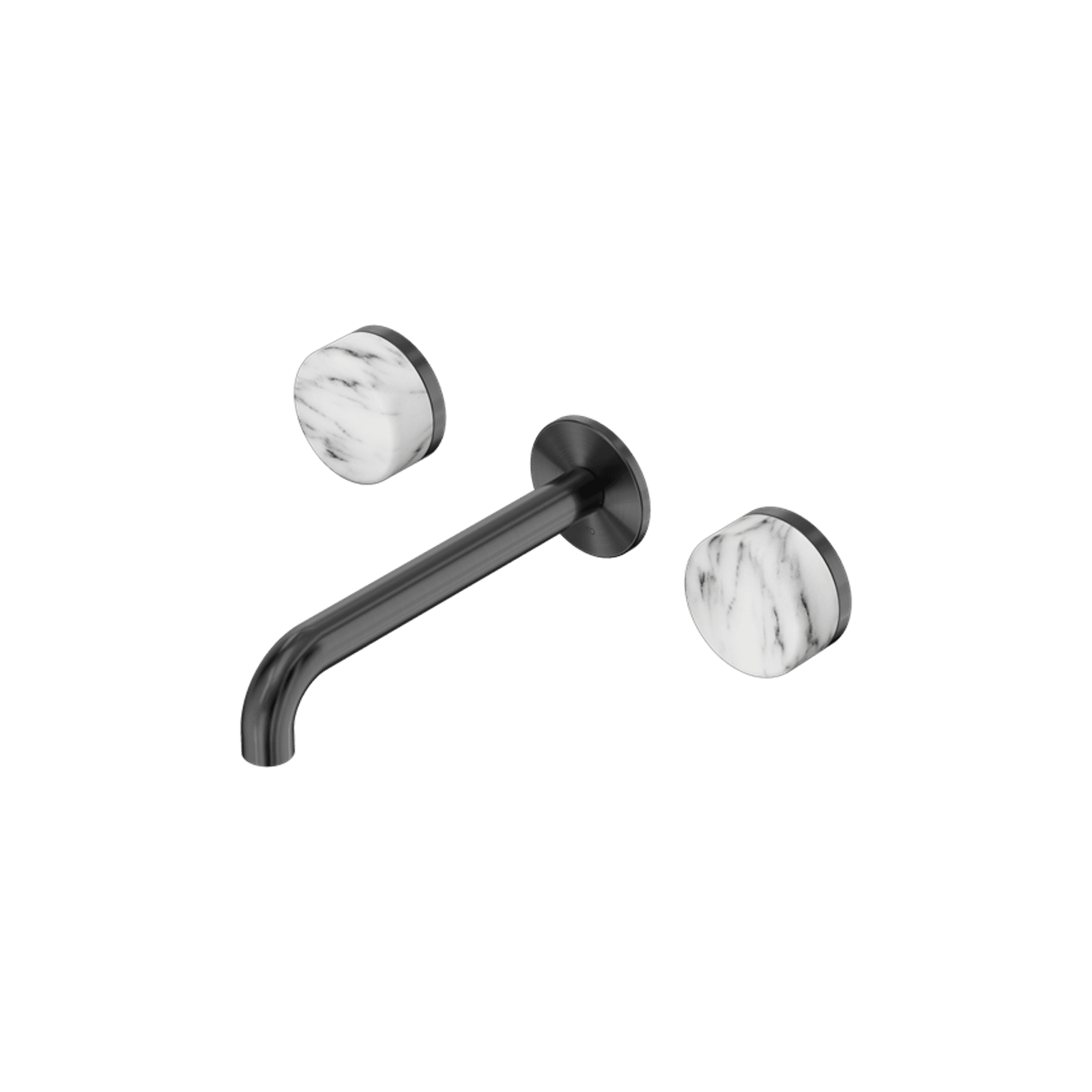Serenity Wall Basin Set 220mm Spout With Arabescato Corchia Handle Gun Metal gallery detail image
