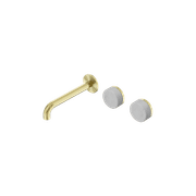 Serenity Wall Basin Set 160mm Offset Spout With Carrara Handle Brushed Gold gallery detail image