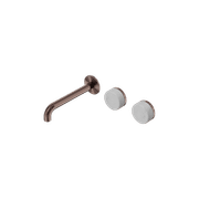Serenity Wall Basin Set 160mm Offset Spout With Carrara Handle Brushed Bronze gallery detail image