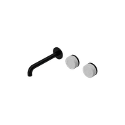 Serenity Wall Basin Set 185mm Offset Spout With Carrara Handle Matte Black gallery detail image