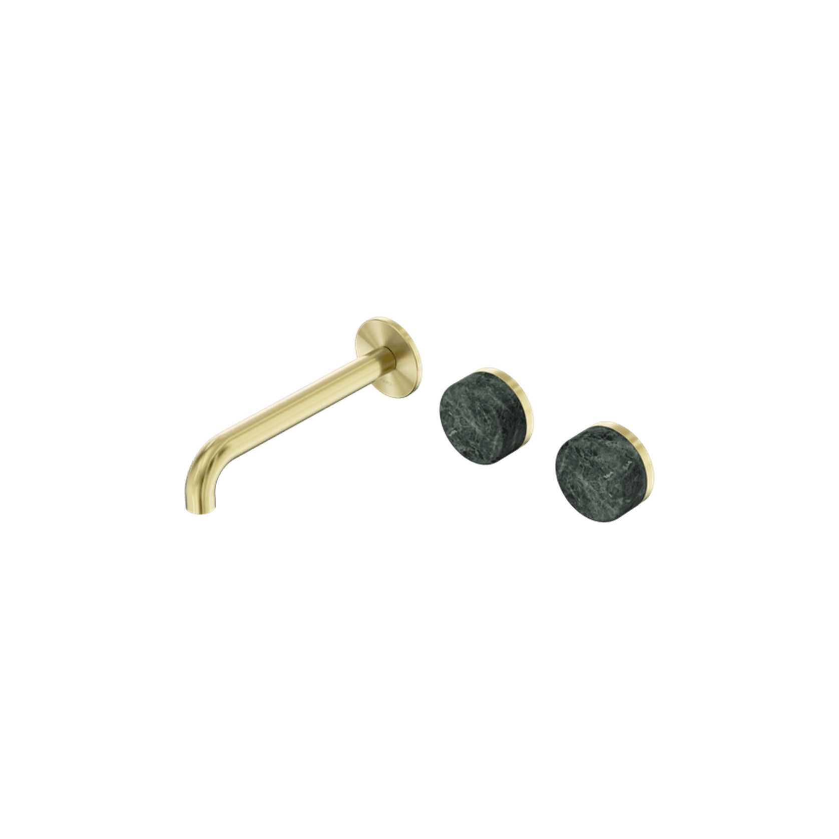 Serenity Wall Basin Set 160mm Offset Spout With Verde Alpi Handle Brushed Gold gallery detail image