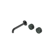 Serenity Wall Basin Set 185mm Offset Spout With Verde Alpi Handle Gun Metal gallery detail image