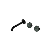 Serenity Wall Basin Set 160mm Offset Spout With Verde Alpi Handle Matte Black gallery detail image
