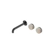 Serenity Wall Basin Set 185mm Offset Spout With Rome Travertine Handle Gun Metal gallery detail image