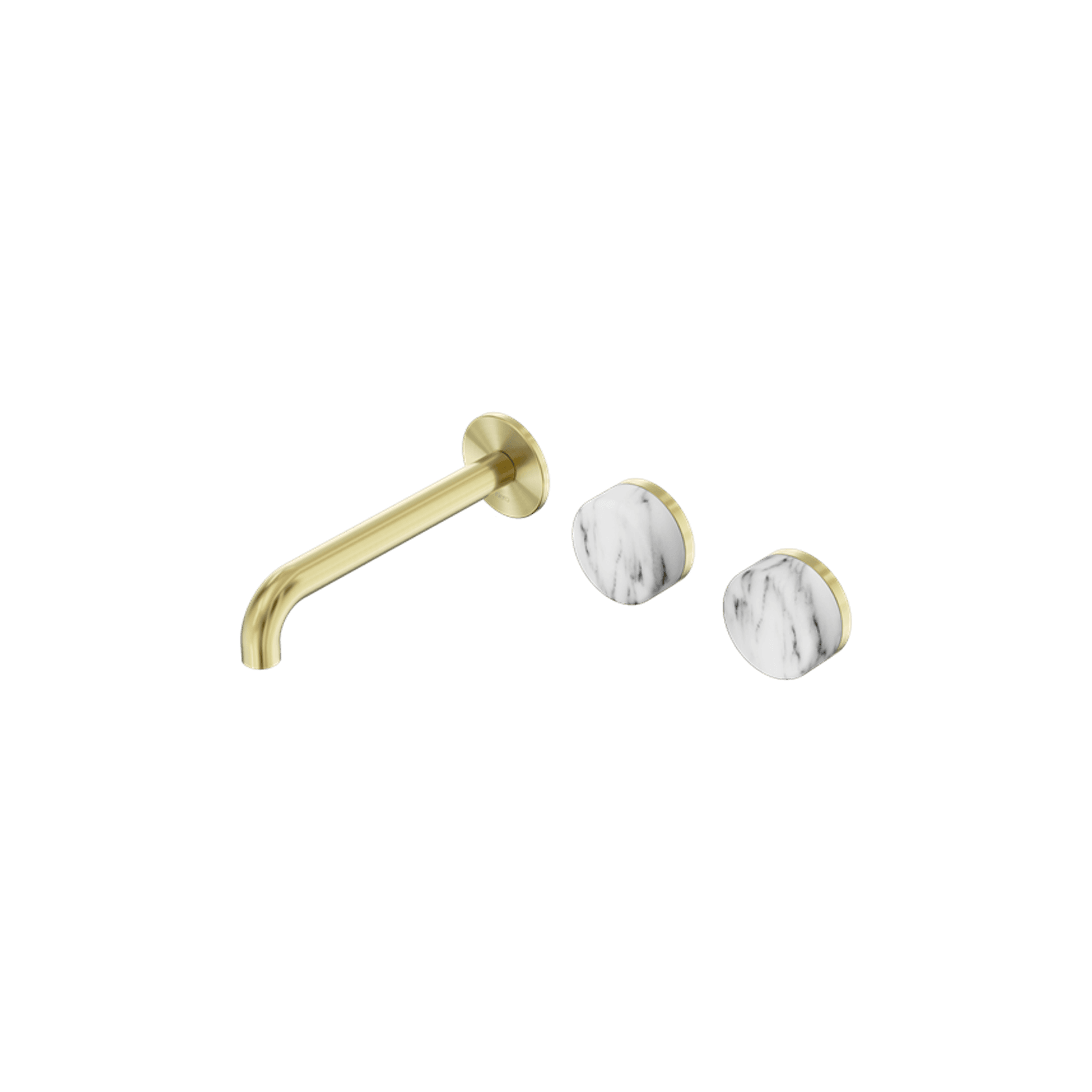 Serenity Wall Basin Set 220mm Offset Spout With Arabescato Corchia Handle Brushed Gold gallery detail image
