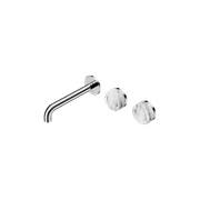 Serenity Wall Basin Set 160mm Offset Spout With Arabescato Corchia Handle Chrome gallery detail image
