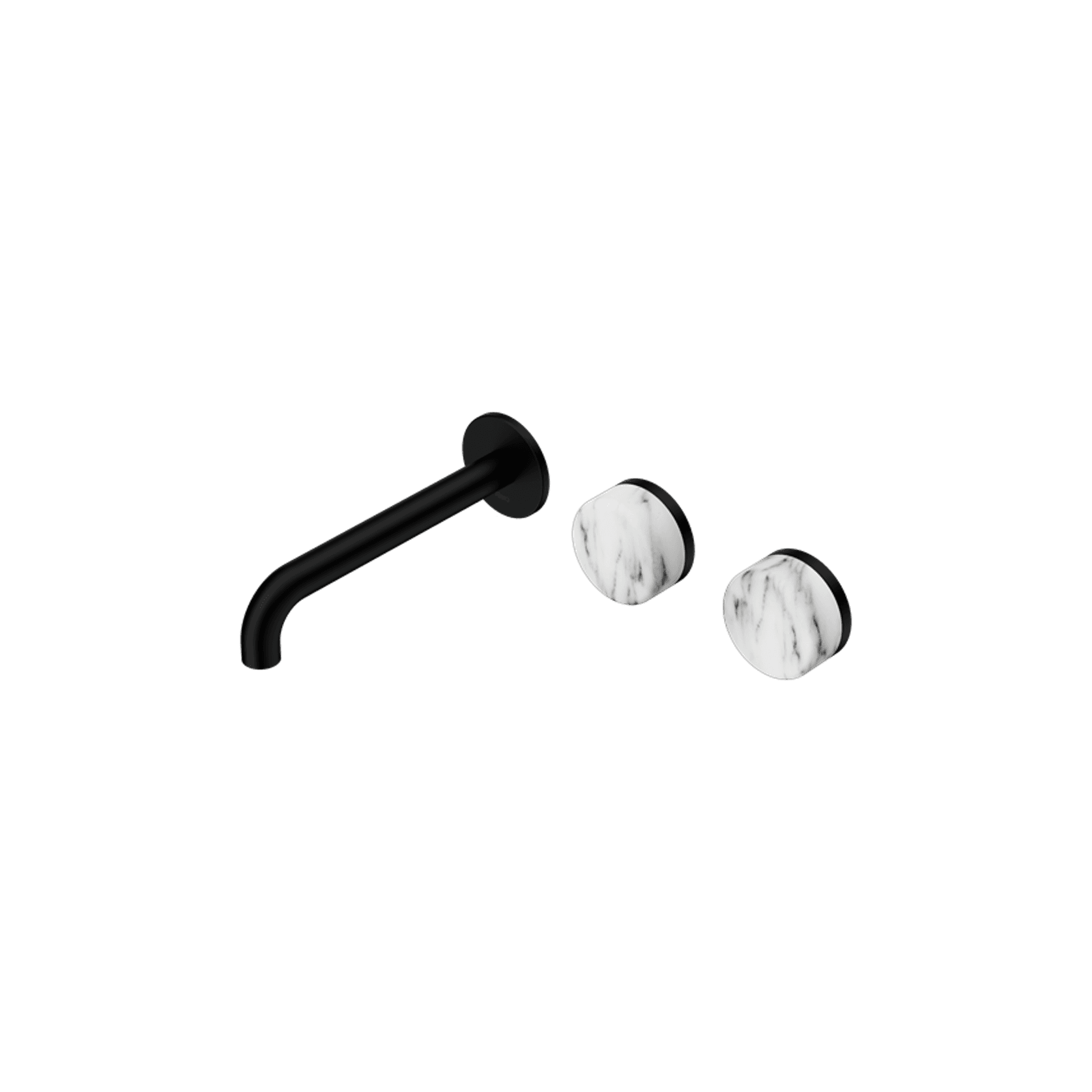 Serenity Wall Basin Set 160mm Offset Spout With Arabescato Corchia Handle Matte Black gallery detail image