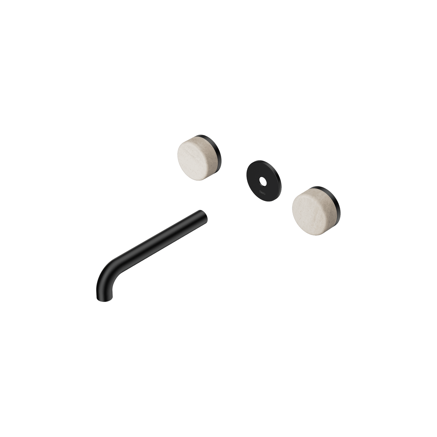 Serenity Wall Basin 185mm Spout + Rome Travertine Handle Matte Black gallery detail image