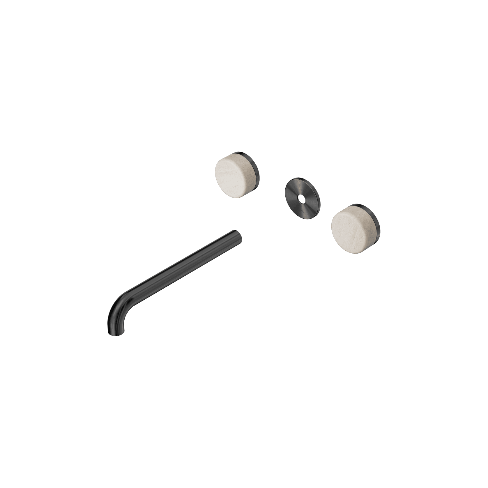 Serenity Wall Basin 220mm Spout + Rome Travertine Handle Gun Metal gallery detail image