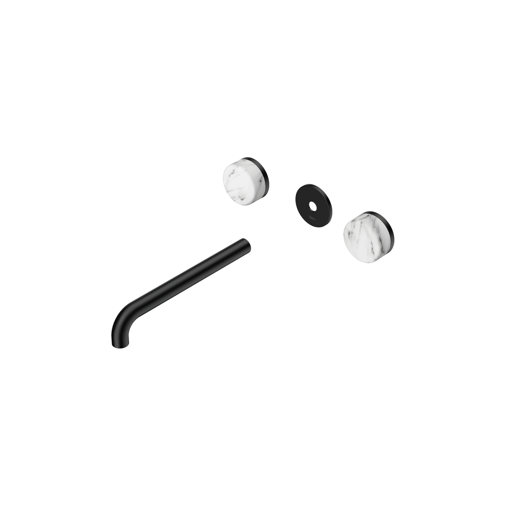 Serenity Wall Basin 220mm Spout + Arabescato Corchia Handle Matte Black gallery detail image