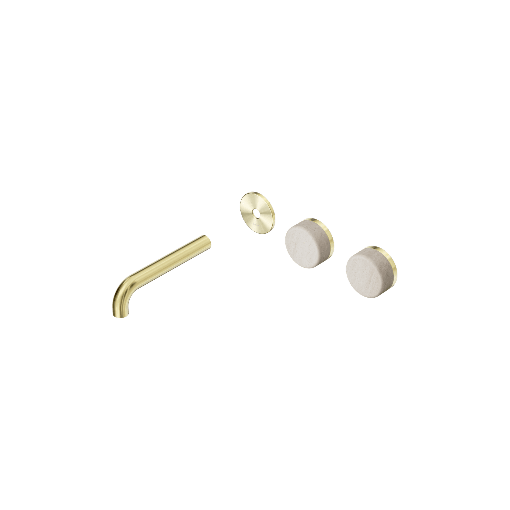 Serenity Wall Basin 160mm Offspout + Rome Travertine Handle Brushed Gold gallery detail image
