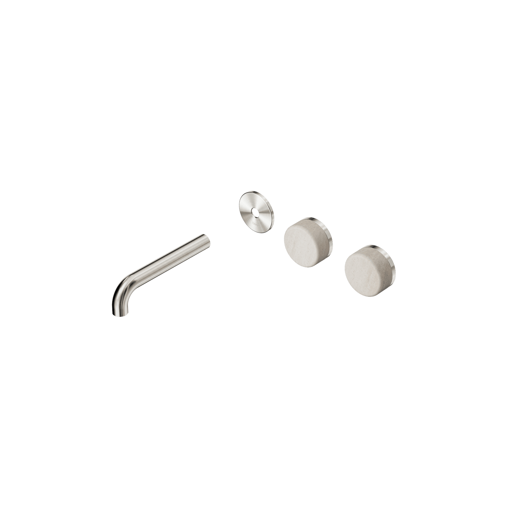 Serenity Wall Basin 160mm Offspout + Rome Travertine Handle Brushed Nickel gallery detail image