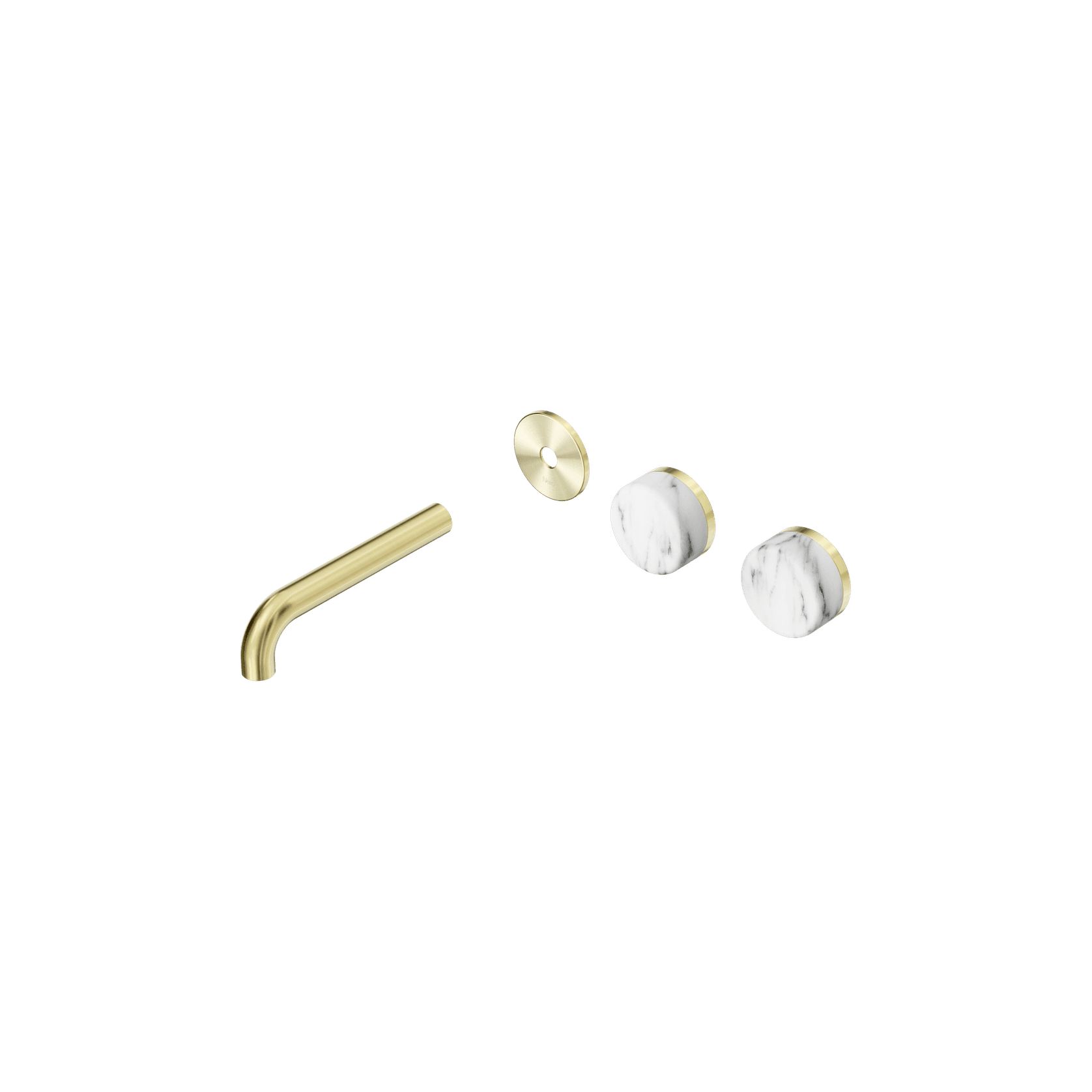 Serenity Wall Basin 160mm Offspout + Arabescato Corchia Handle Brushed Gold gallery detail image