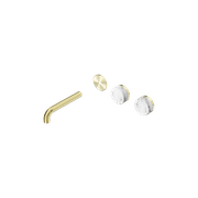 Serenity Wall Basin 160mm Offspout + Arabescato Corchia Handle Brushed Gold gallery detail image