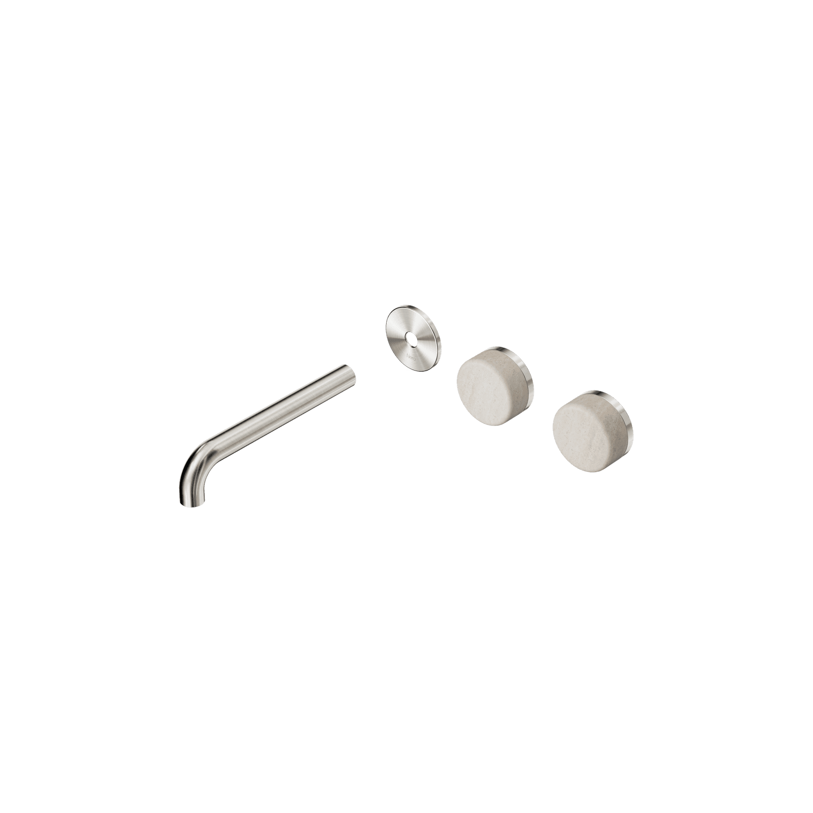 Serenity Wall Basin 185mm Offspout + Rome Travertine Handle Brushed Nickel gallery detail image
