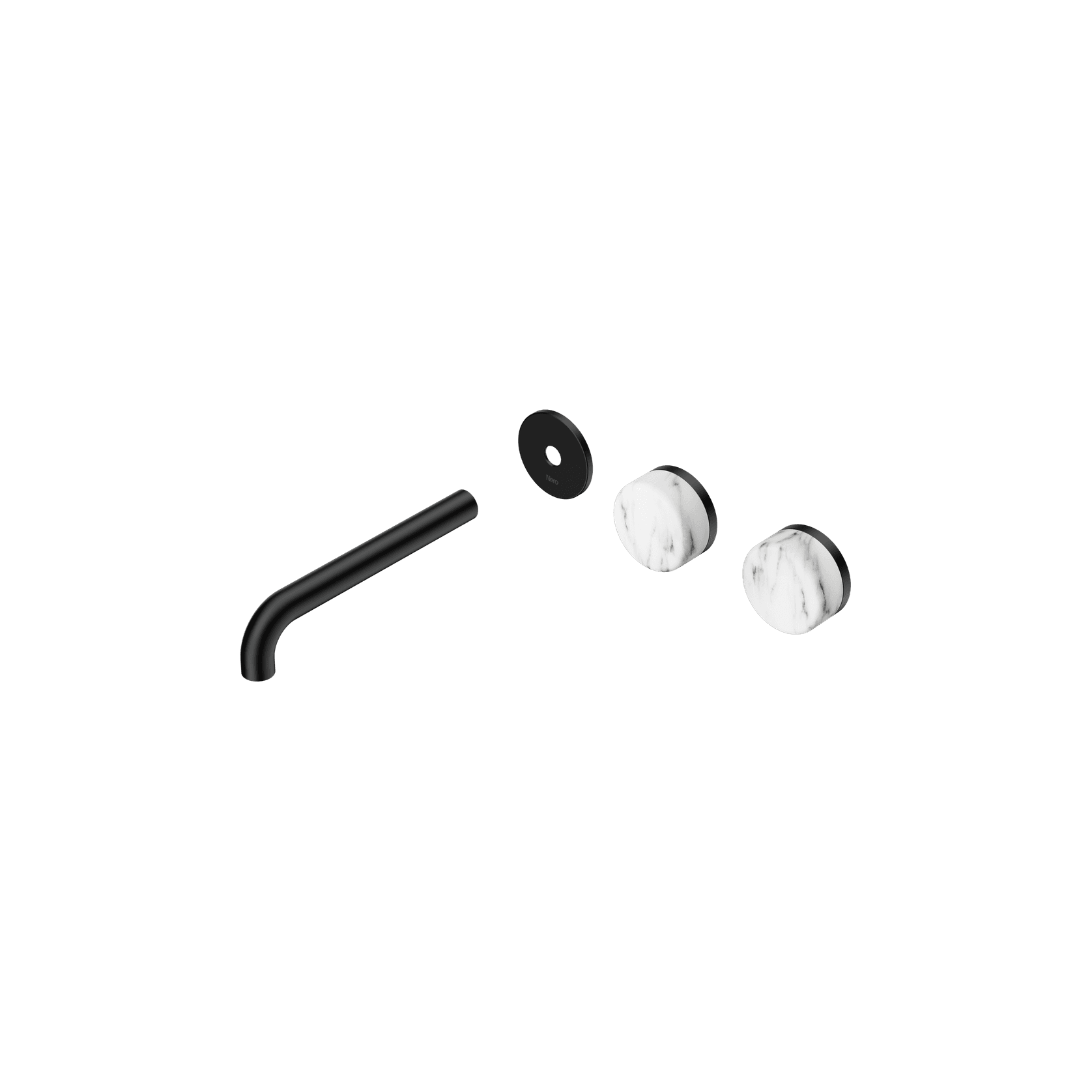 Serenity Wall Basin 185mm Offspout + Arabescato Corchia Handle Matte Black gallery detail image