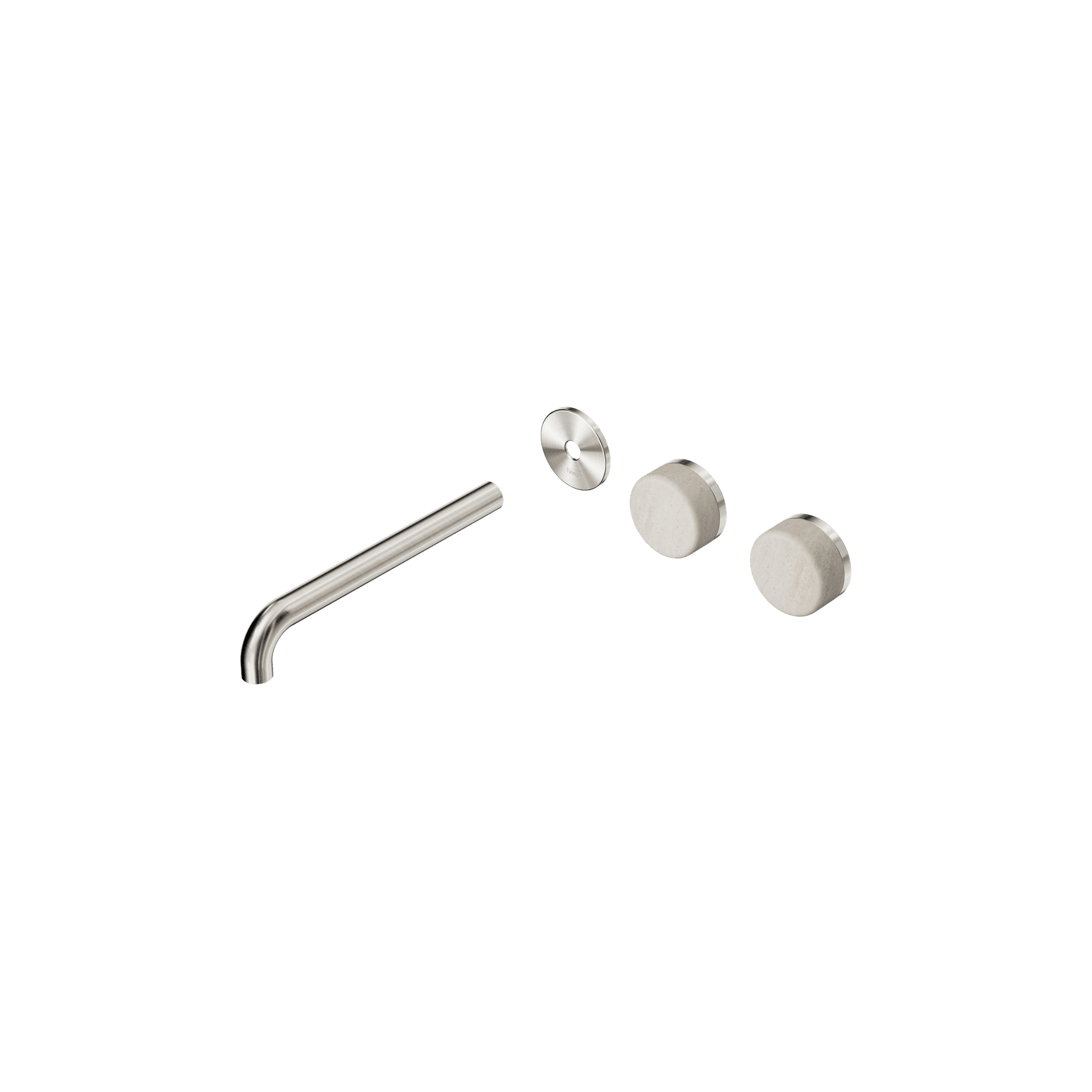 Serenity Wall Basin 220mm Offspout + Rome Travertine Handle Brushed Nickel gallery detail image