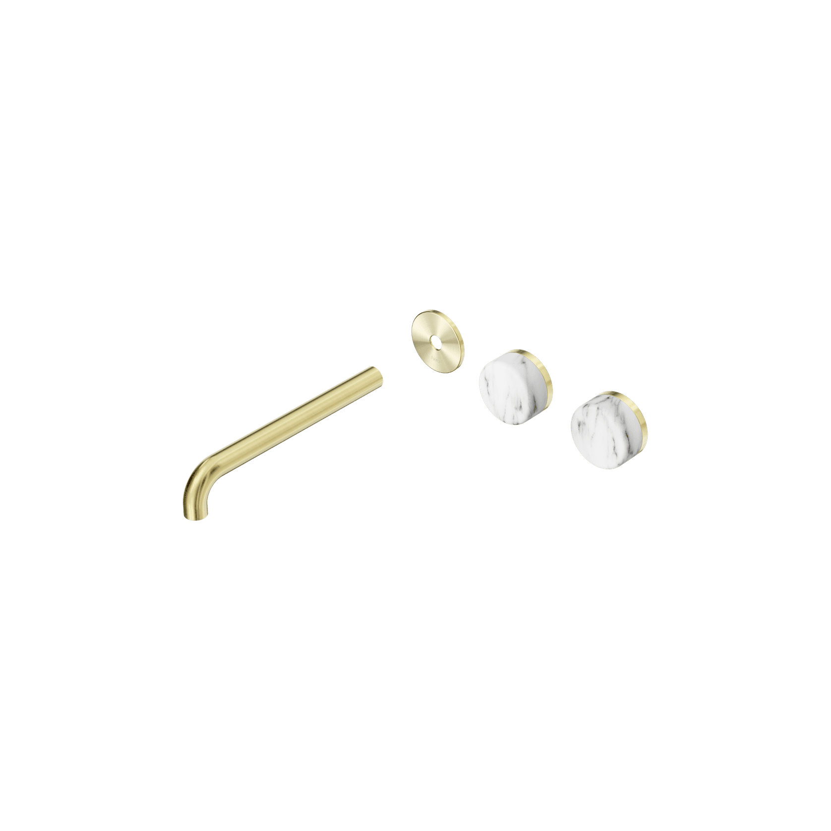 Serenity Wall Basin 220mm Offspout + Arabescato Corchia Handle Brushed Gold gallery detail image