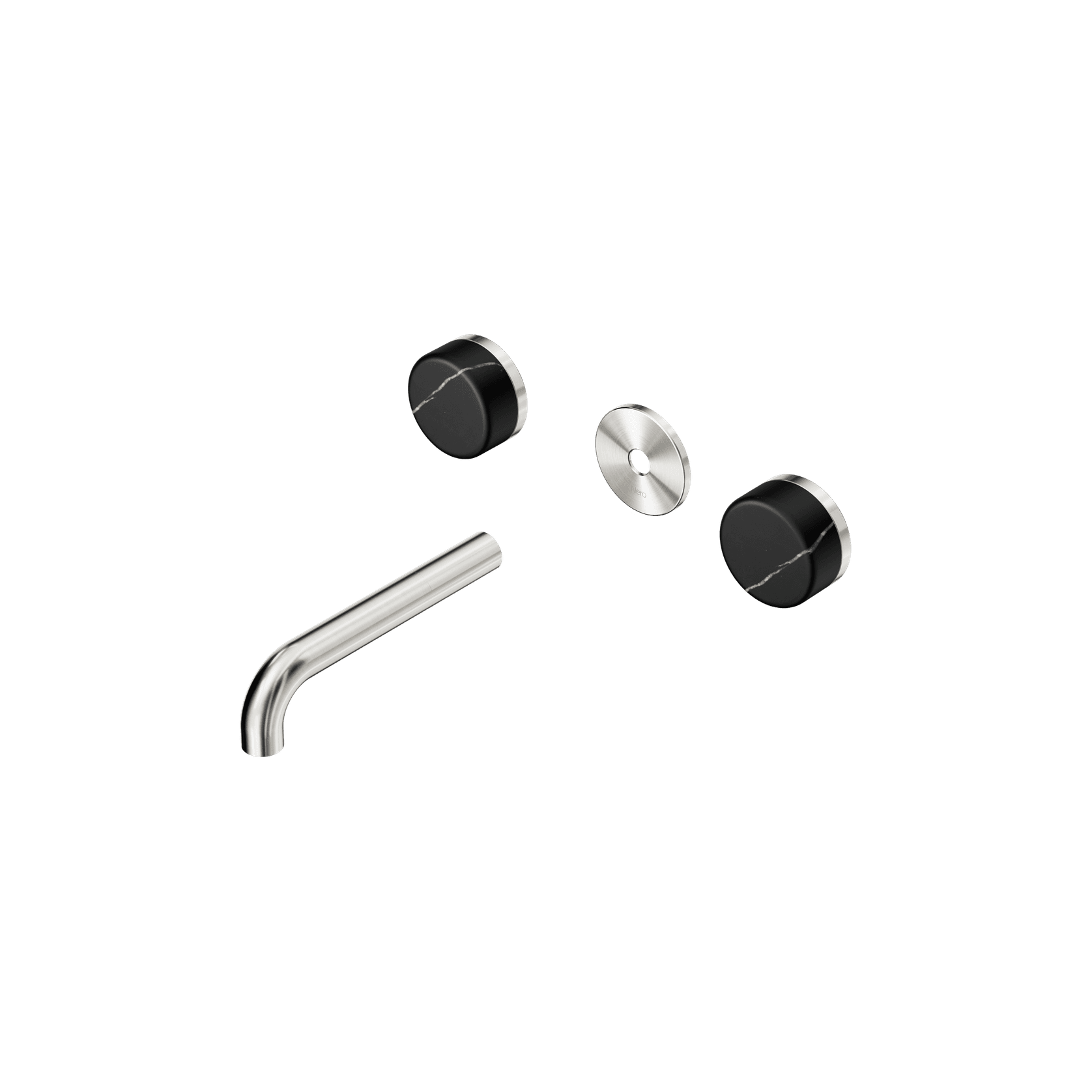 Serenity Wall Basin 160mm Spout + Marquina Black Handle Brushed Nickel gallery detail image