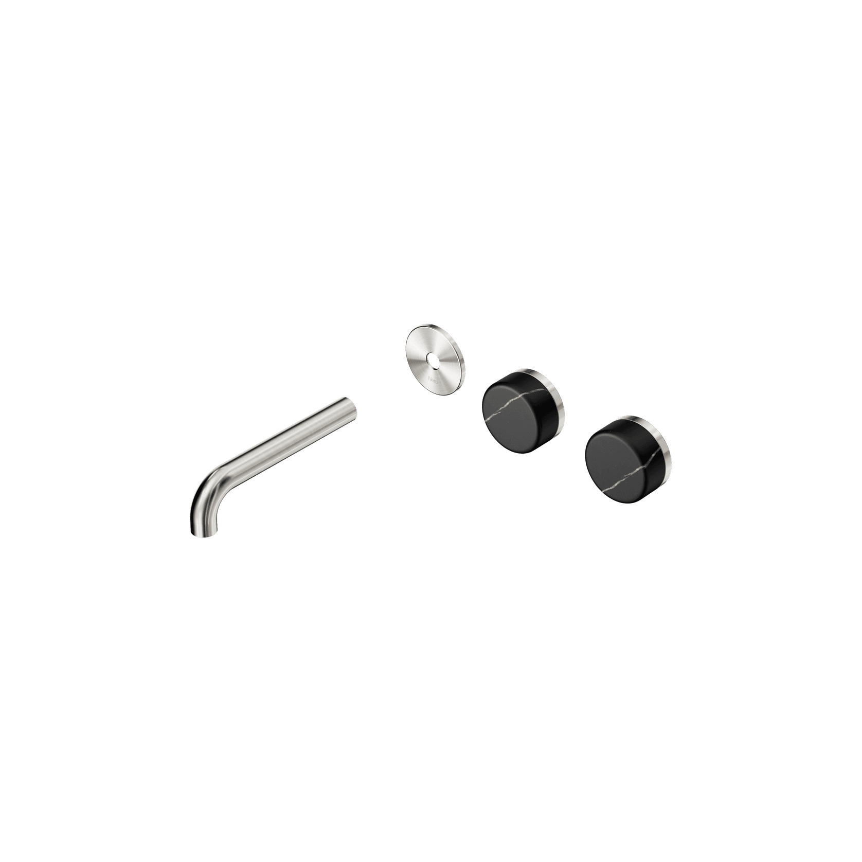 Serenity Wall Basin 160mm Offspout + Marquina Black Handle Brushed Nickel gallery detail image