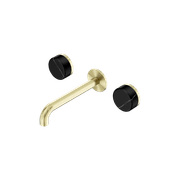 Serenity Wall Basin Set 160mm Spout With Marquina Black Handle Brushed Gold gallery detail image